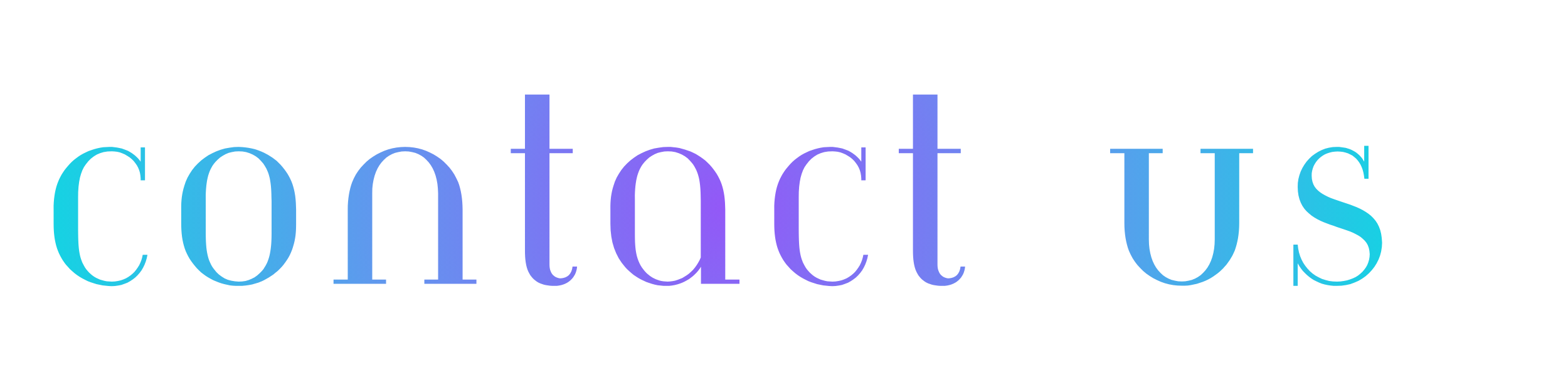 Contact us written in pastel gradient colors on a black background