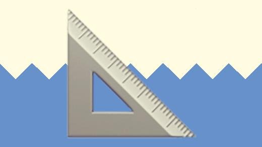 Hero image for “How to batch resize images using Automator” with a duotoned dark purple and beige version of the Apple triangular ruler emoji, in front of a blue zig zag shape across the bottom of the image