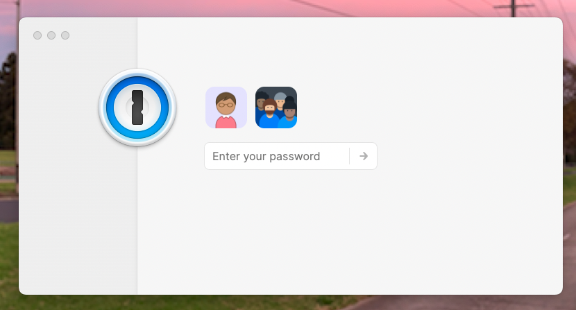 The one password entry screen which says 'Enter your password'