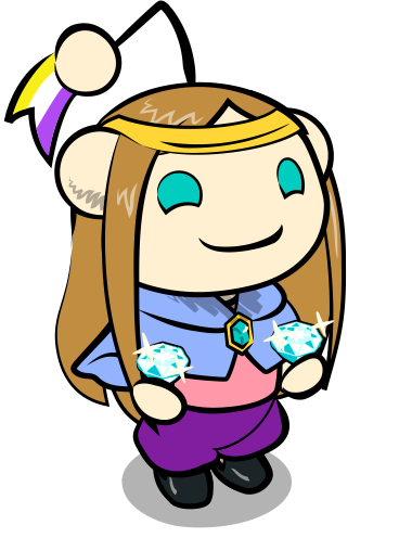 A cartoon woman Reddit avatar with gems in her hands