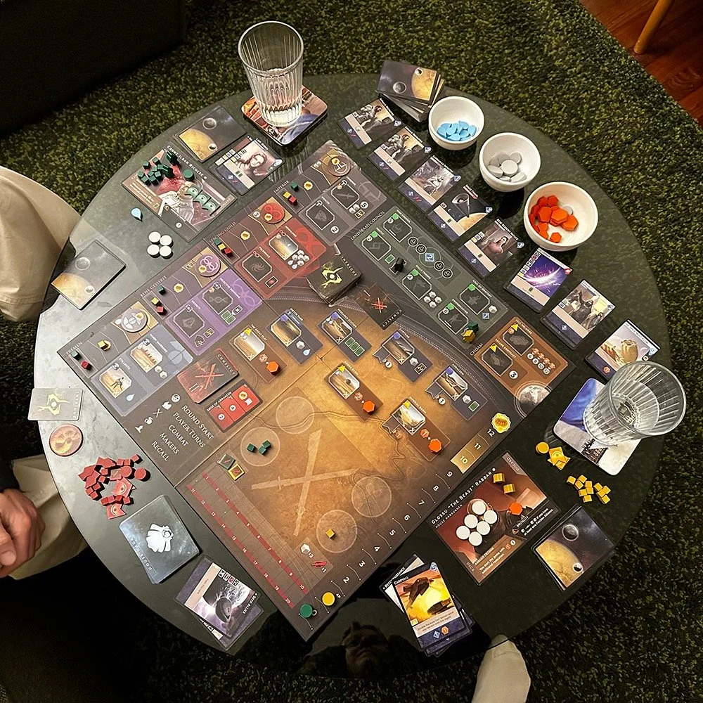 Photo of the Dune:Imperium board game setup for play