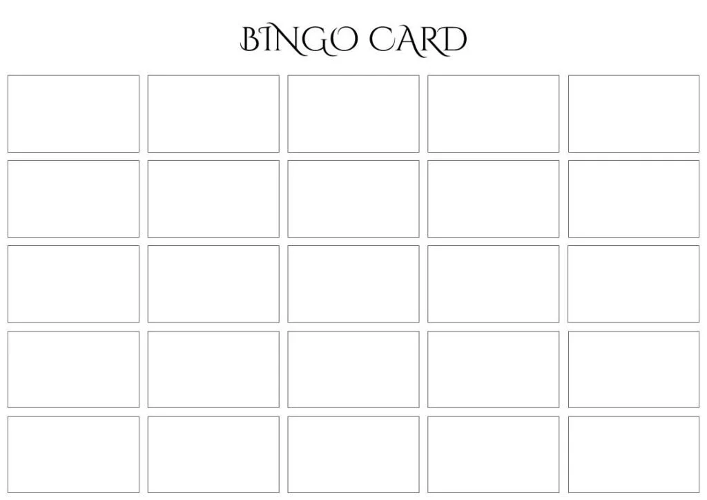 A page of 25 empty boxes, in a 5x5 grid