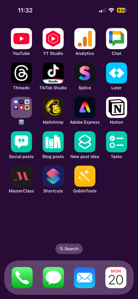 iPhone screenshot of the apps view