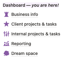 Freelance Notion template navigation
