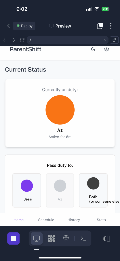 An early demo of ParentShift