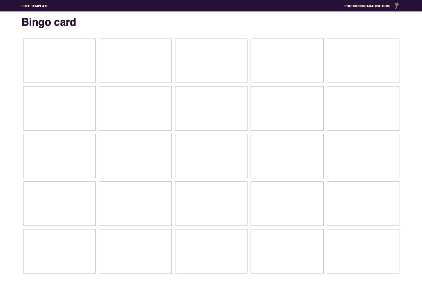 A page of 25 empty boxes, in a 5x5 grid