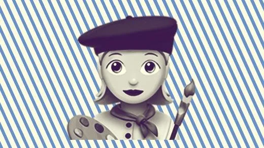 Hero image for How we create abstract illustrations for our articles using Claude skills showing apple woman artist emoji