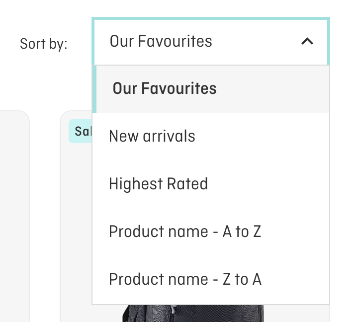 Sort by favourites new rating or name