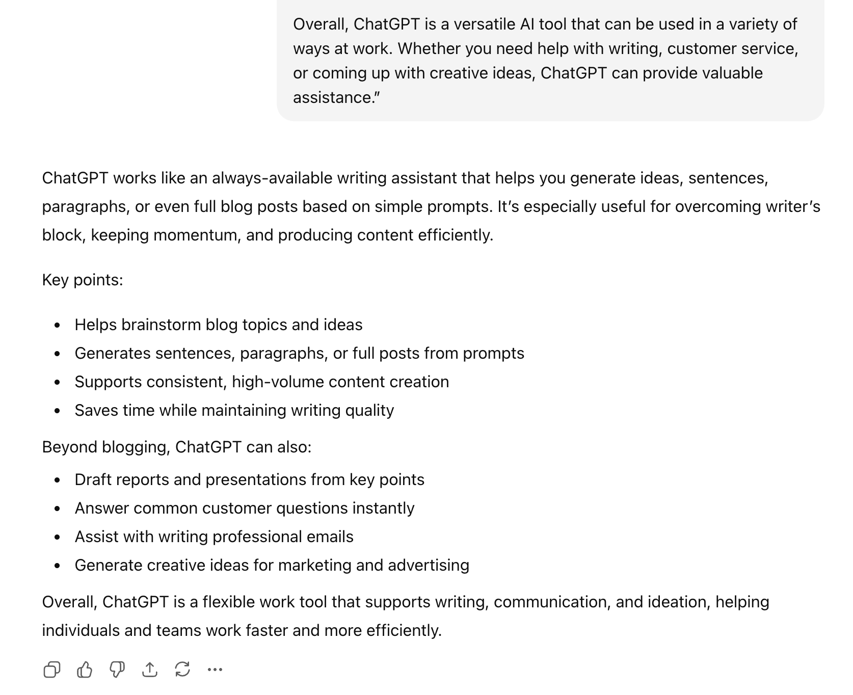 ChatGPT prompt "summarise this text for me: [and paste your text]" and its response