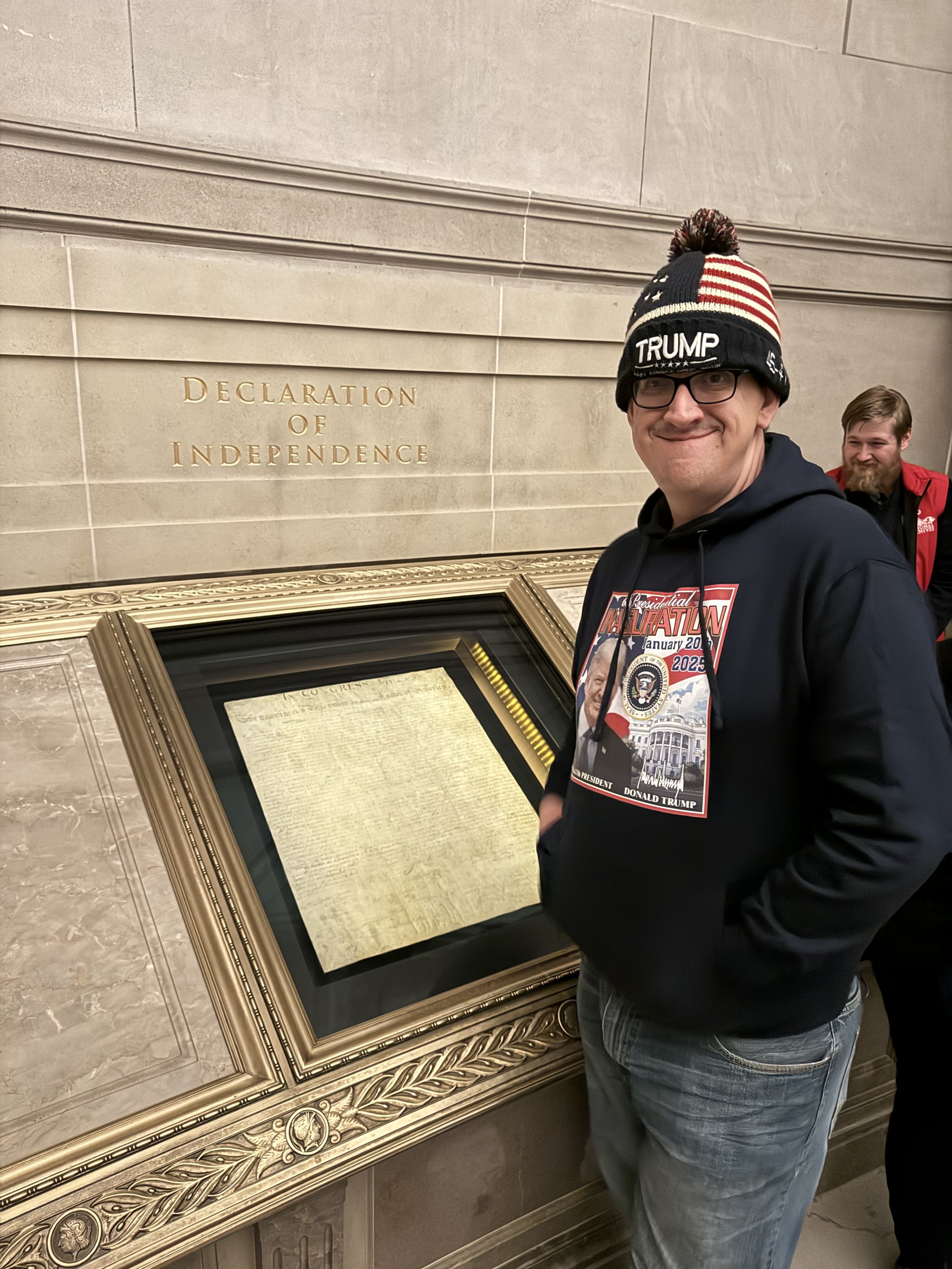 Nick Petersen with the Declaration of Independence Washington DCC National Archives