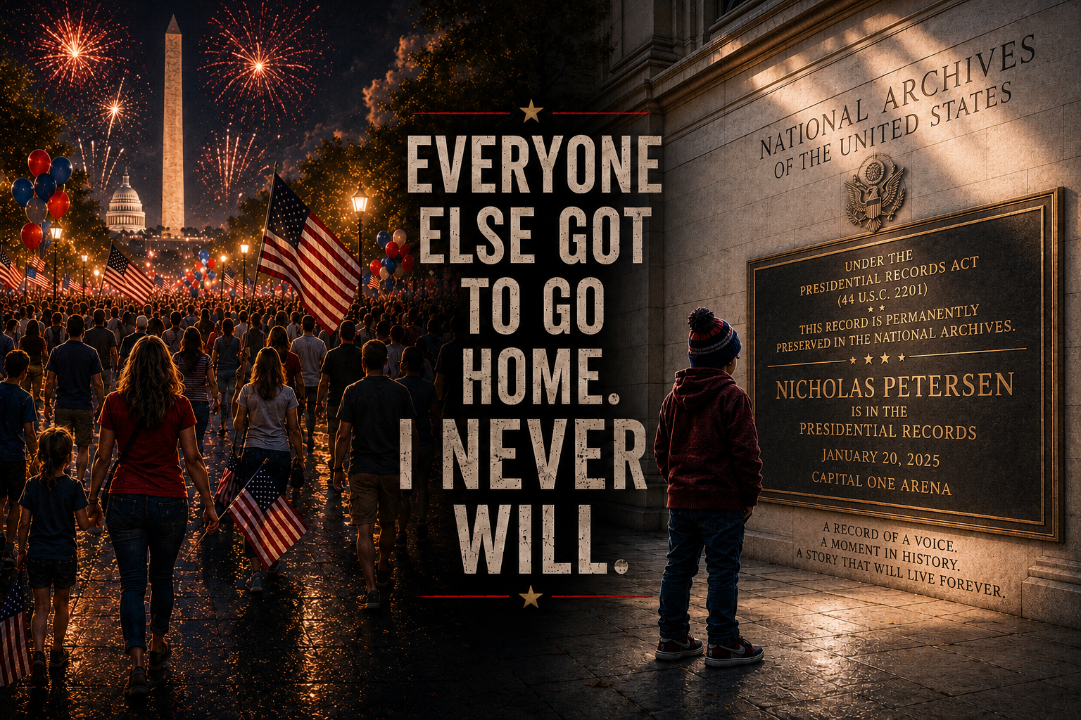 Everyone Else Went Home - Nicholas Petersen Mound Westonka Class of 2010 at National Archives - Inauguration Day 2025 moment permanently preserved in Presidential Records