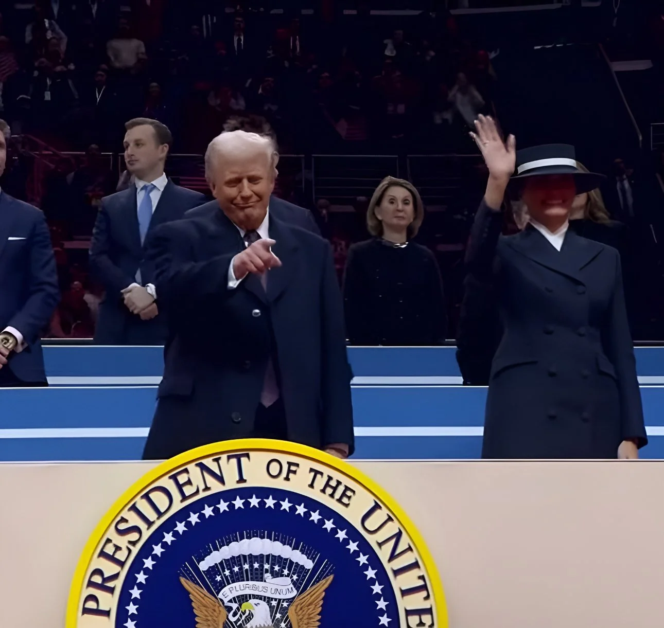 President Trump and First Lady Melania Trump point and waving at me Capital One Arena