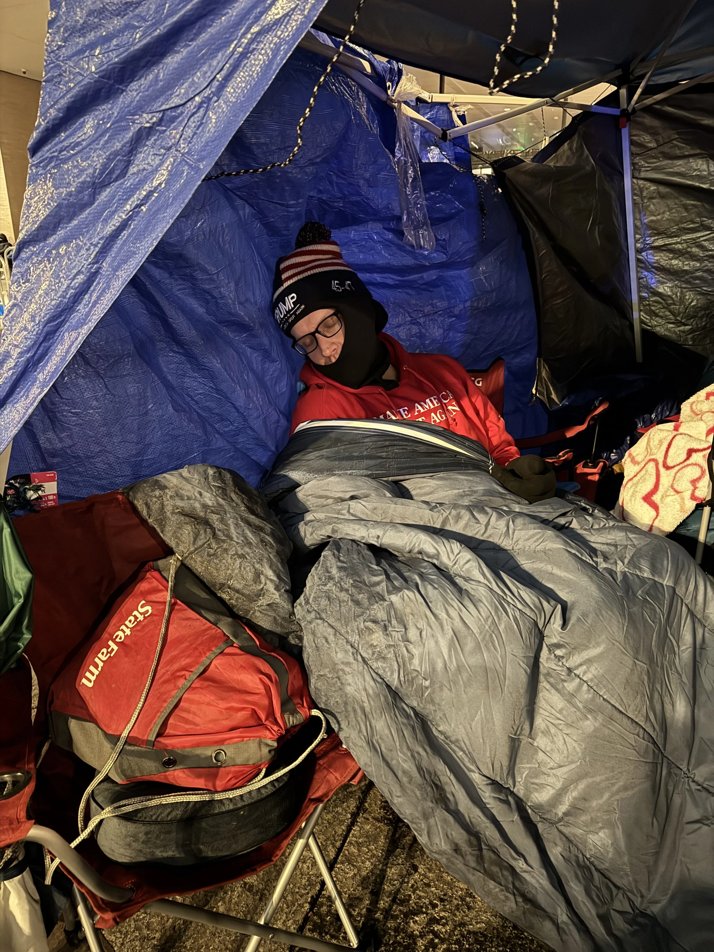 Nicholas Petersen sleeping outside Capital One Arena January 2025