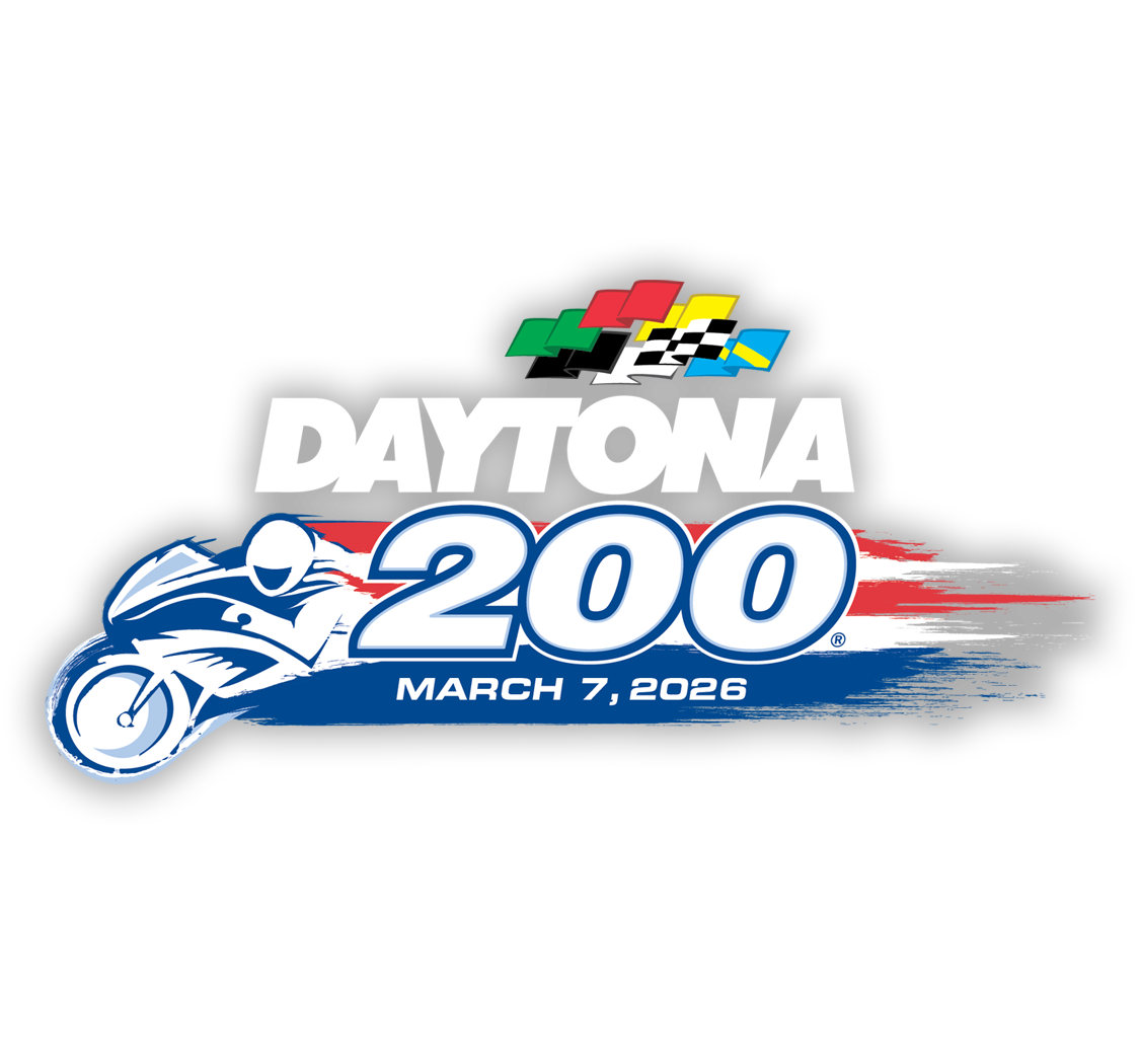 Logo for Daytona 200 motorcycle race event with date March 7, 2026.