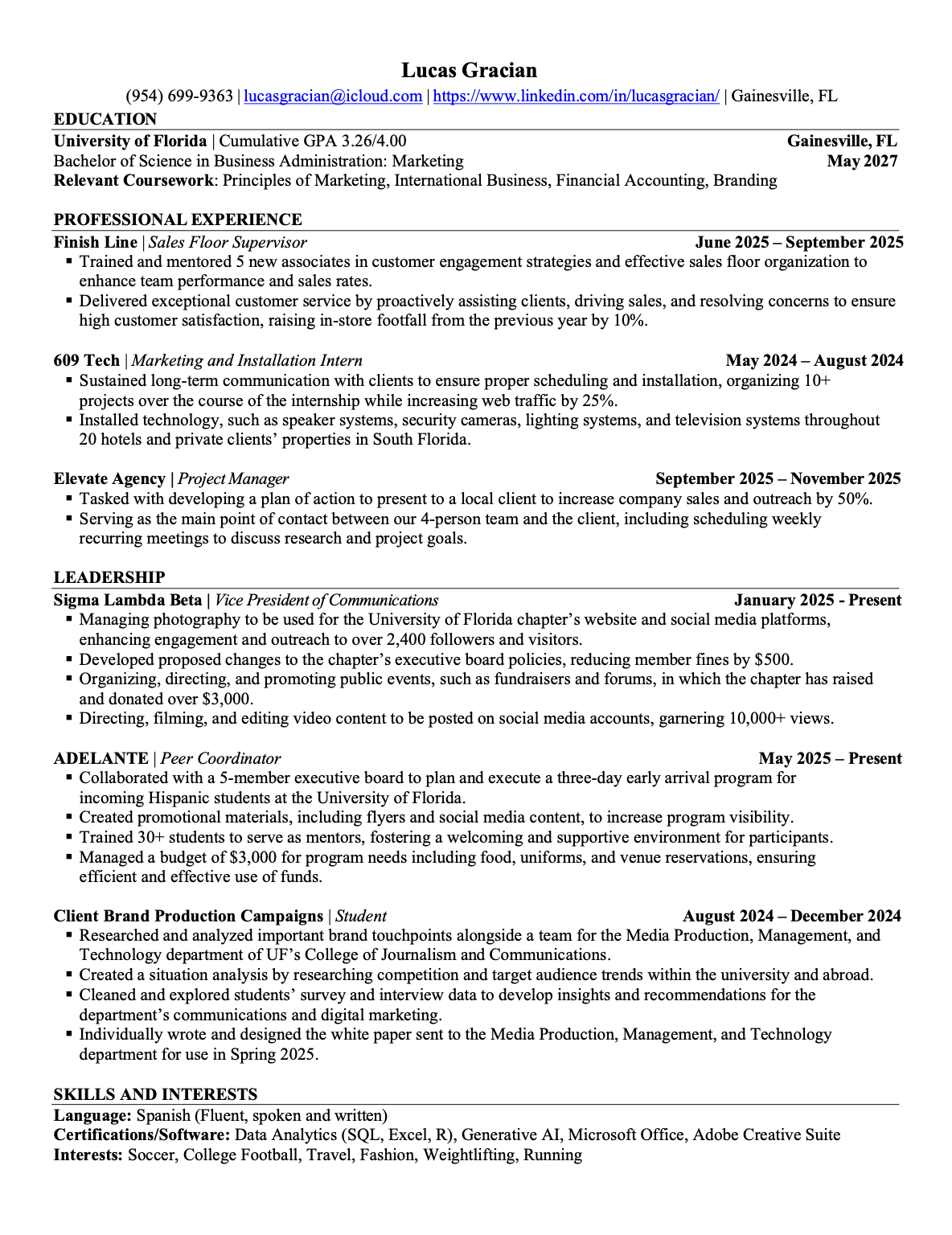 Lucas Gracian Resume