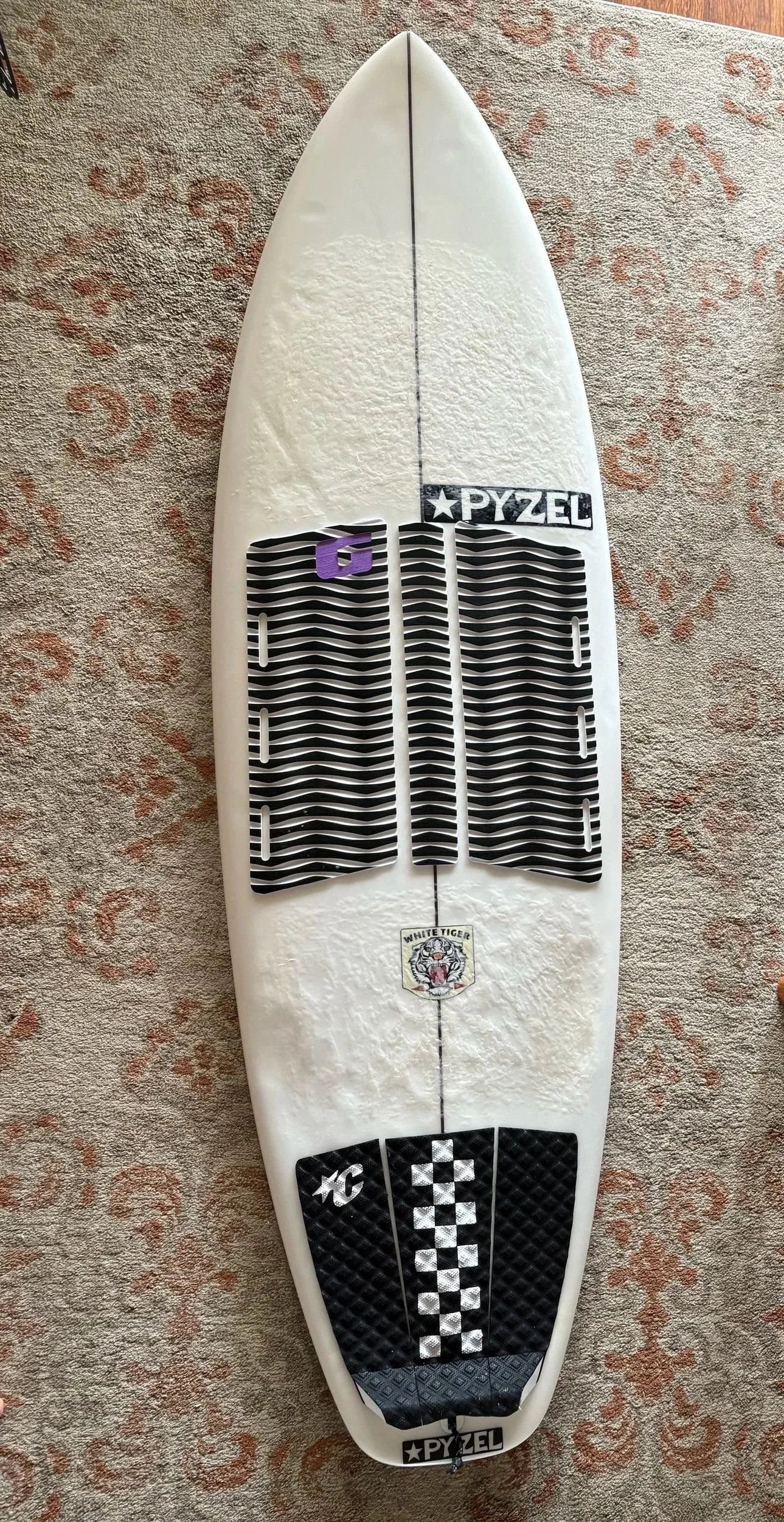 5’8 Pyzel White Tiger