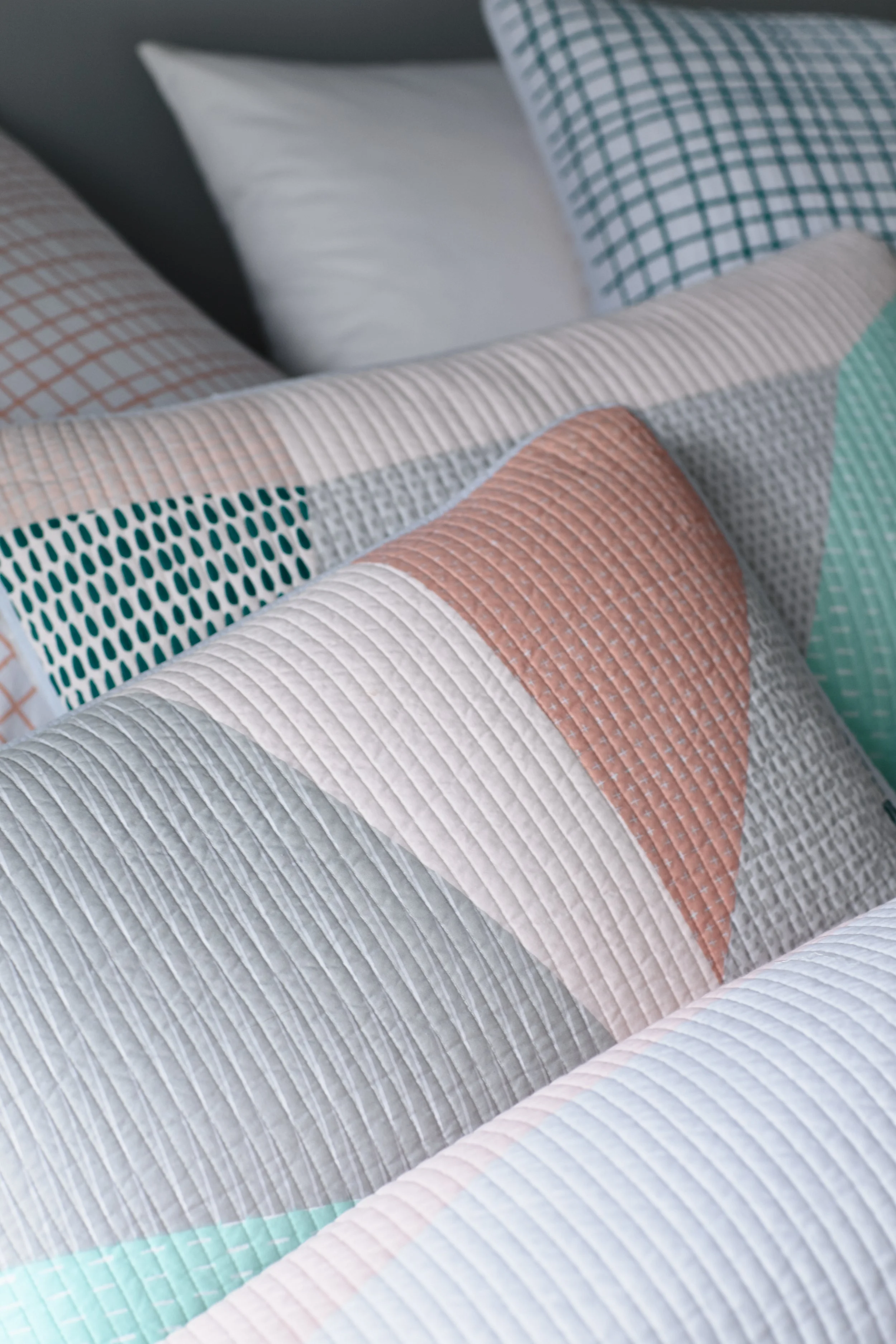 homewares watercolour geo spliced placement print quilt cover