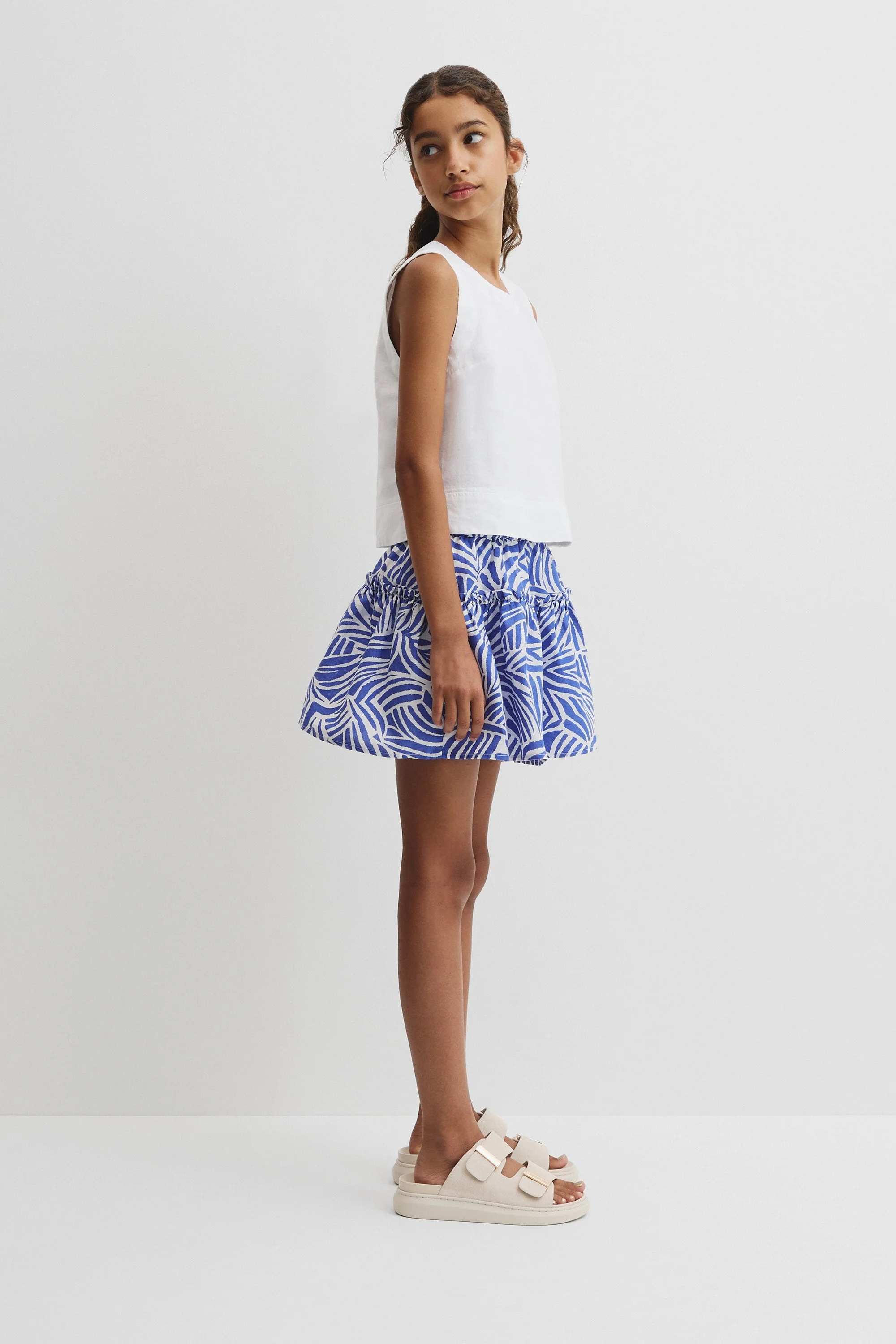 teen girl childrenswear yardage print hand drawn geo zebra blue