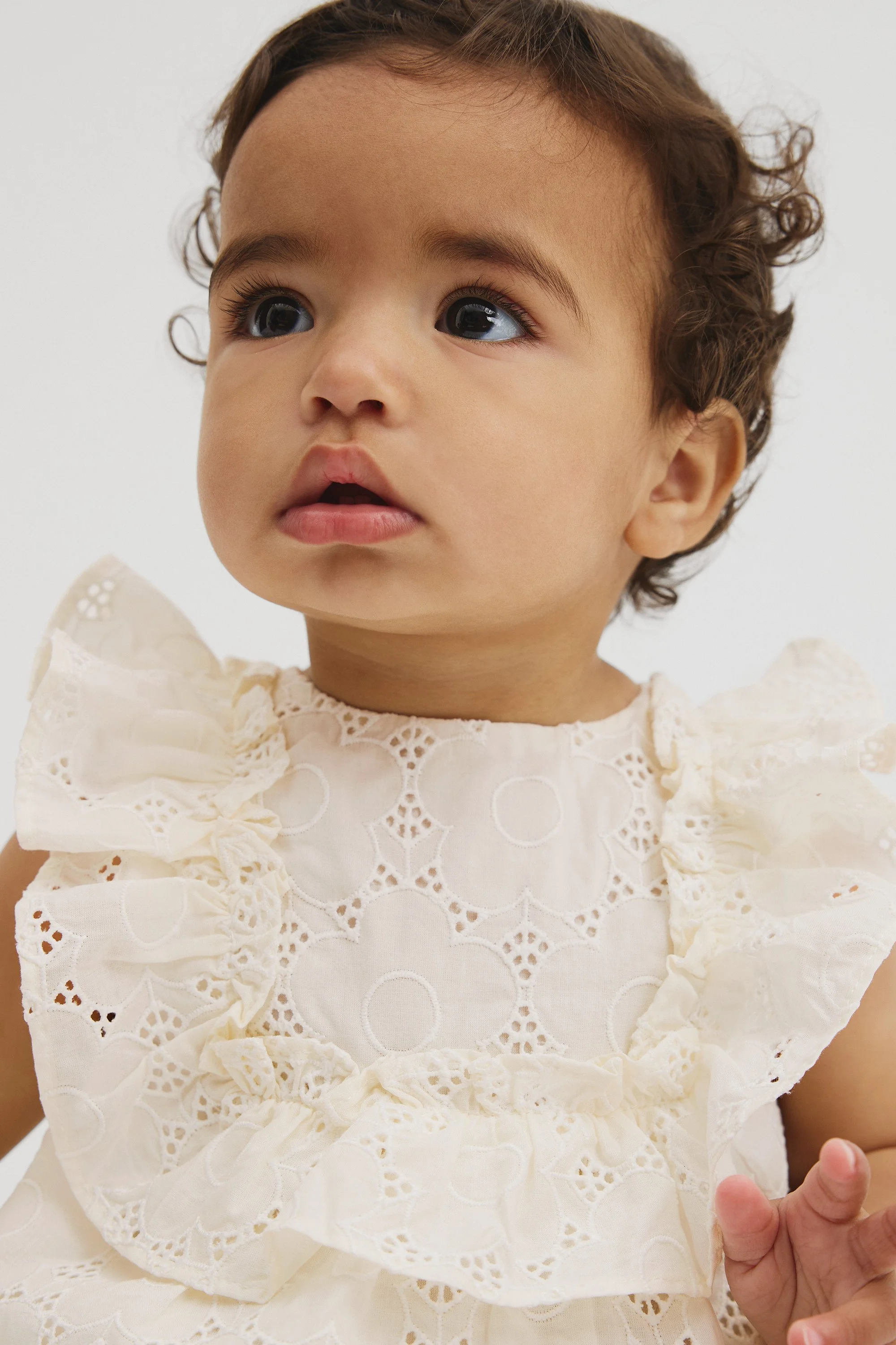 baby girl childrenswear broderie anglaise romper kids yardage marshmallow