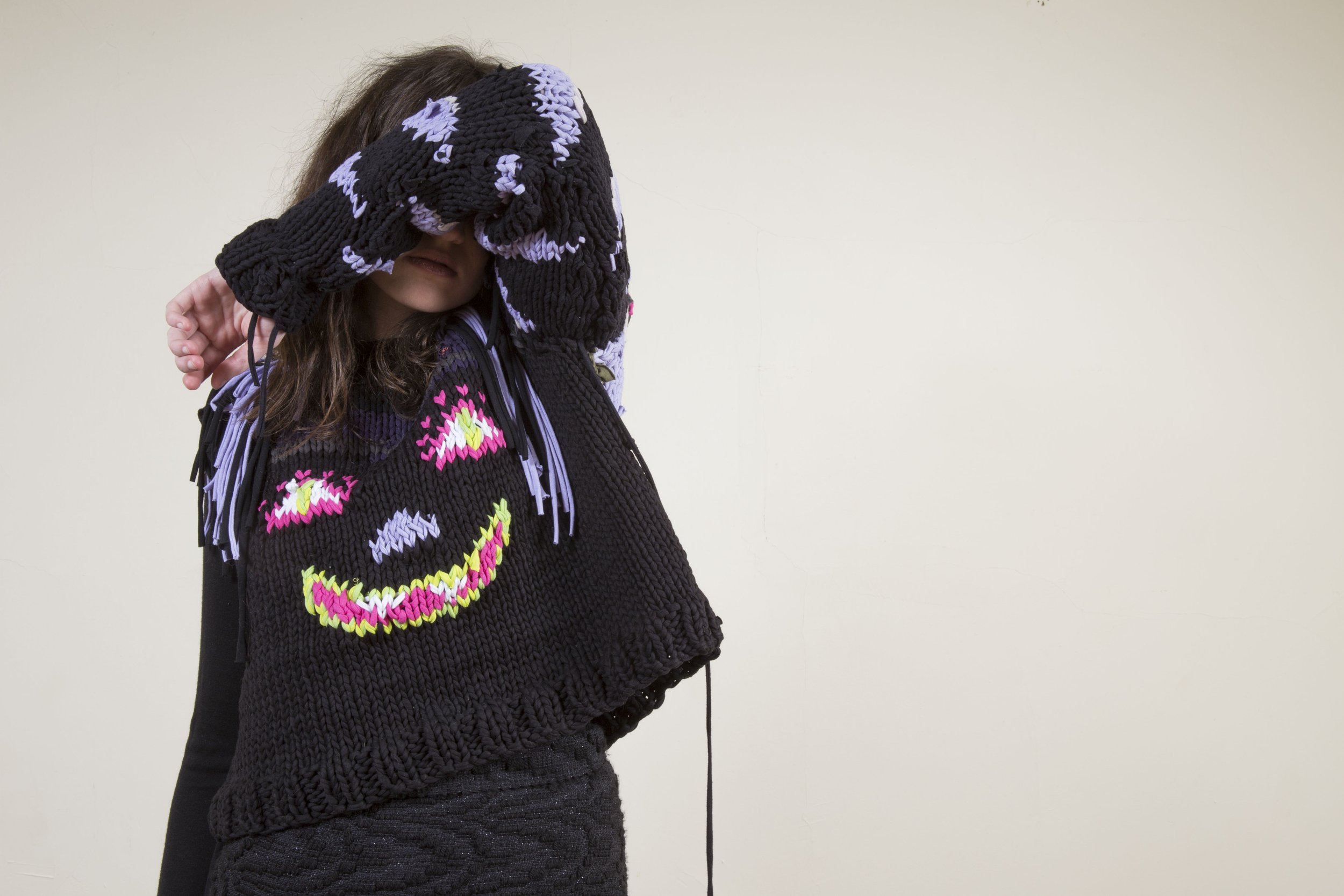 creative collaboration hand knit face t-shirt yarn