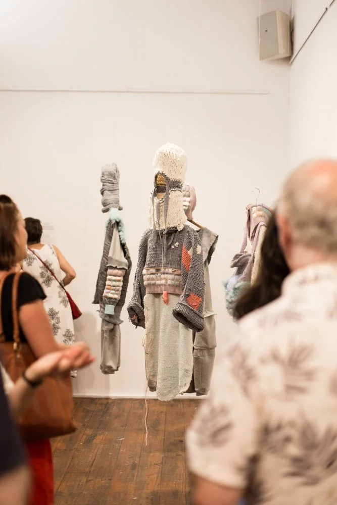 creative collaboration hand knit craft made knit grey handmade art gallery installation