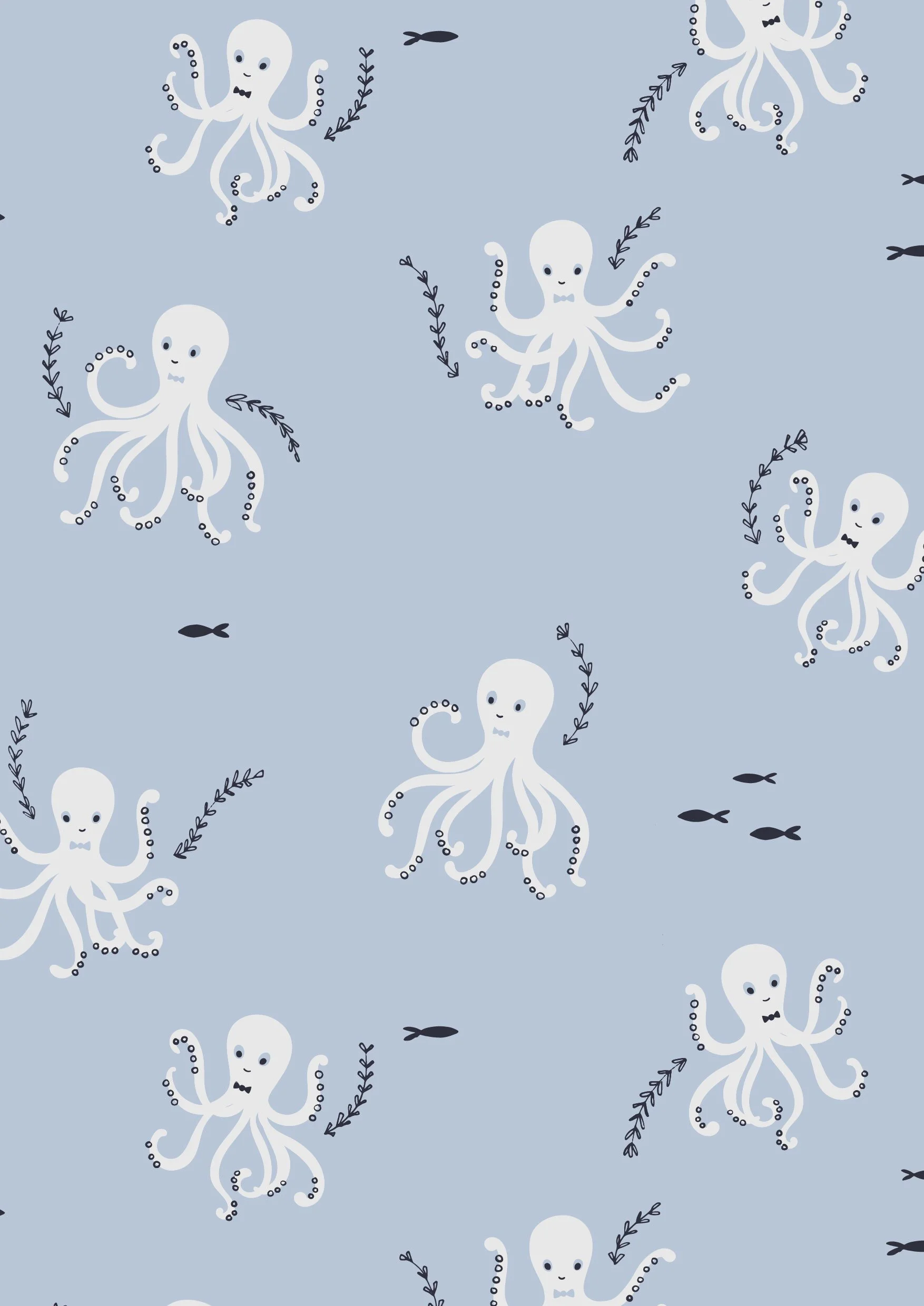 childrenswear yardage cute under sea illustration