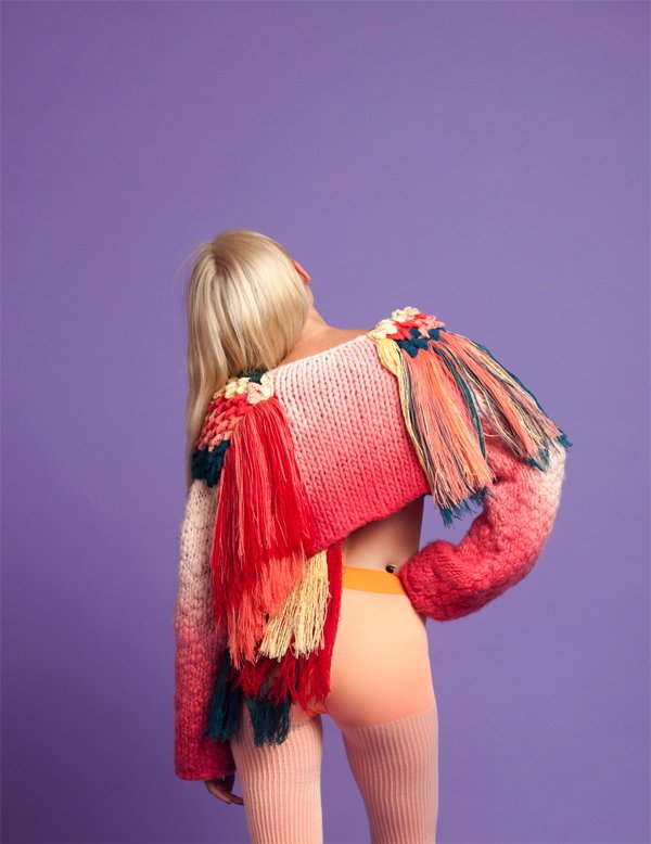 creative knit hand craft dyed pink fringe yarn