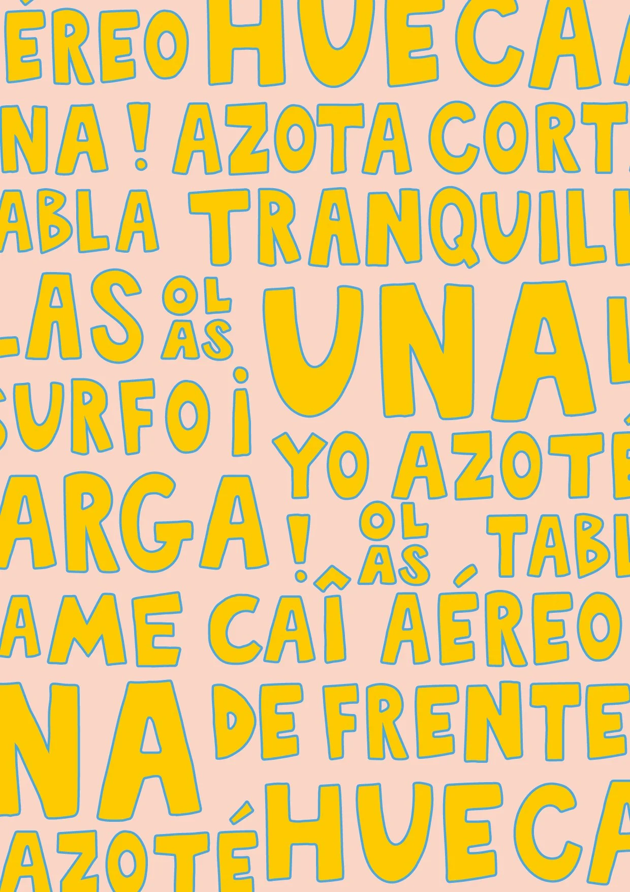 childrenswear hand drawn yellow pink spanish typography yardage