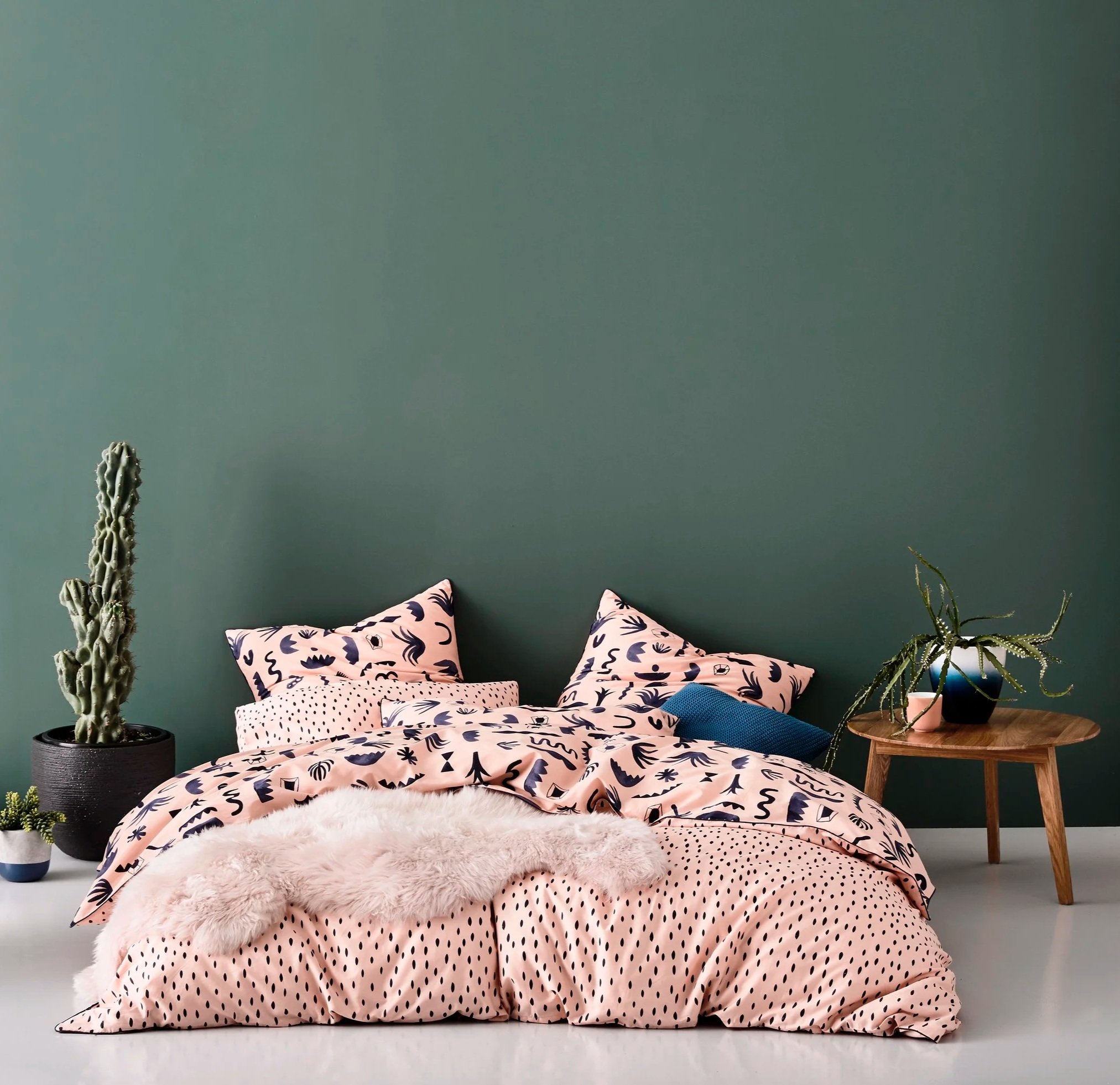 homewares watercolour yardage print quilt cover set pink