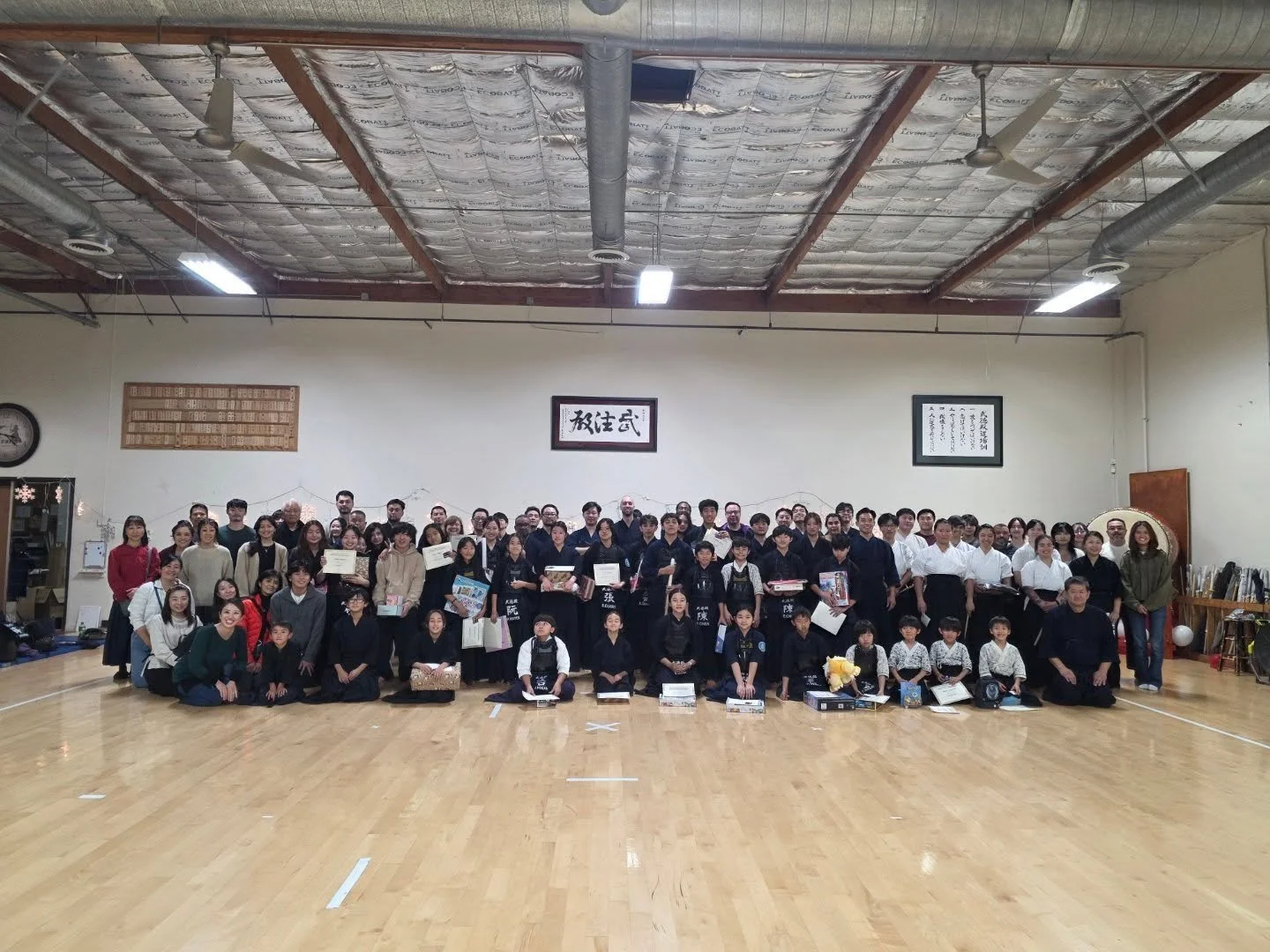 20th Butokuden Christmas tournament and party. We have been doing this since we started our dojo. The winner of the grand final this year was Kaishu. Ishujiai with Naginata, the naginata won for the first time. Delicious potluck dinner and great tale