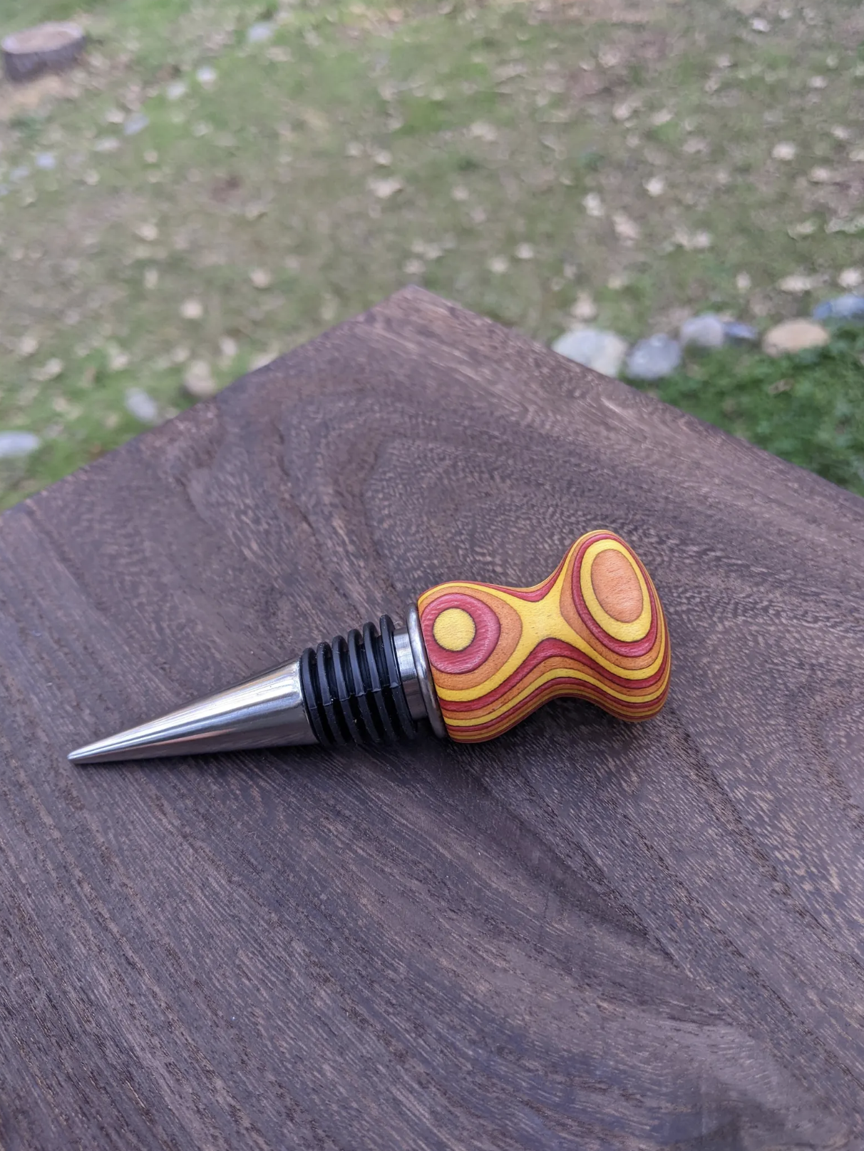 Spectraply Multicolor Wood Bottle Stopper – Stainless Steel Hardware