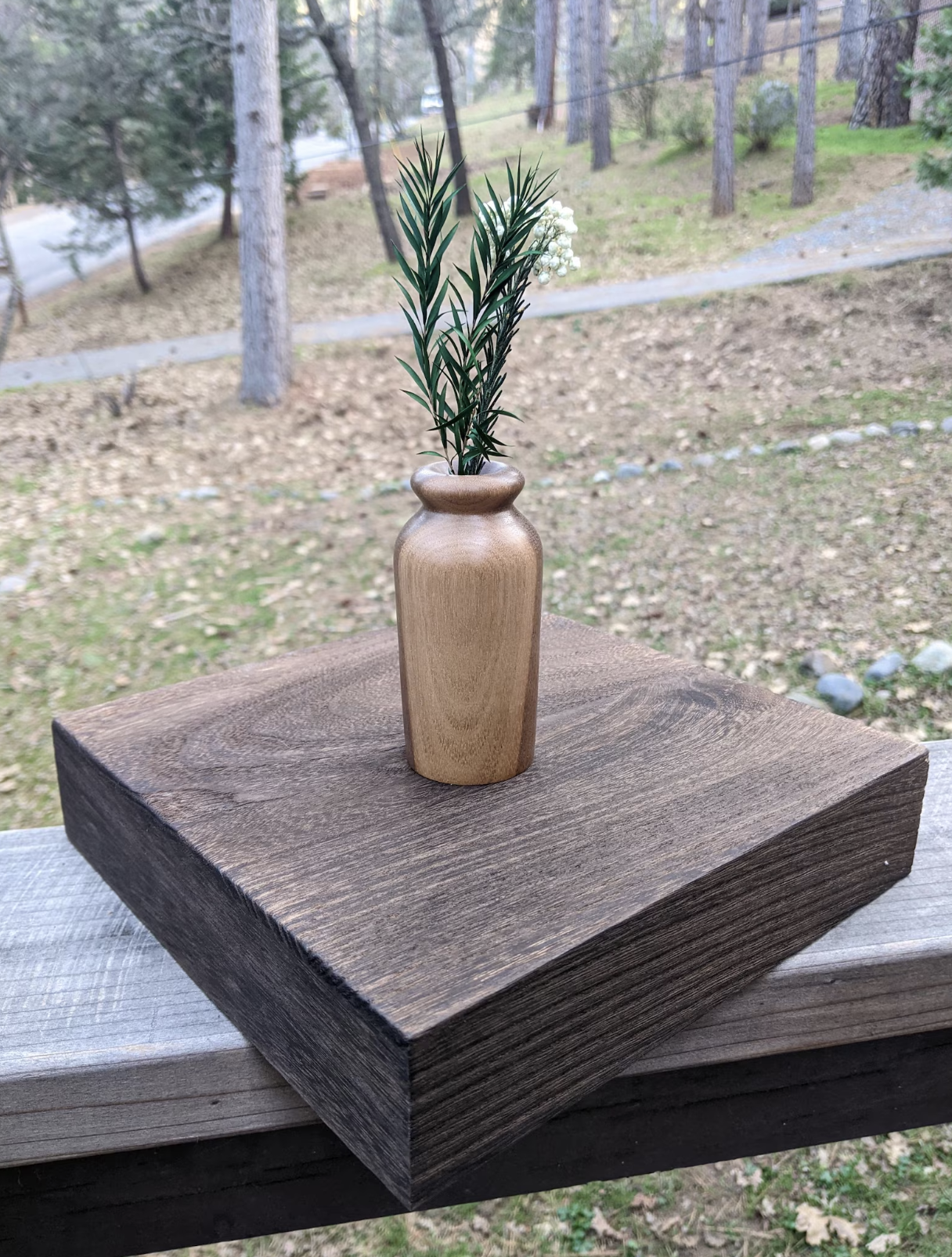 Hand Turned Walnut Twig Pot with Dry Bouquet