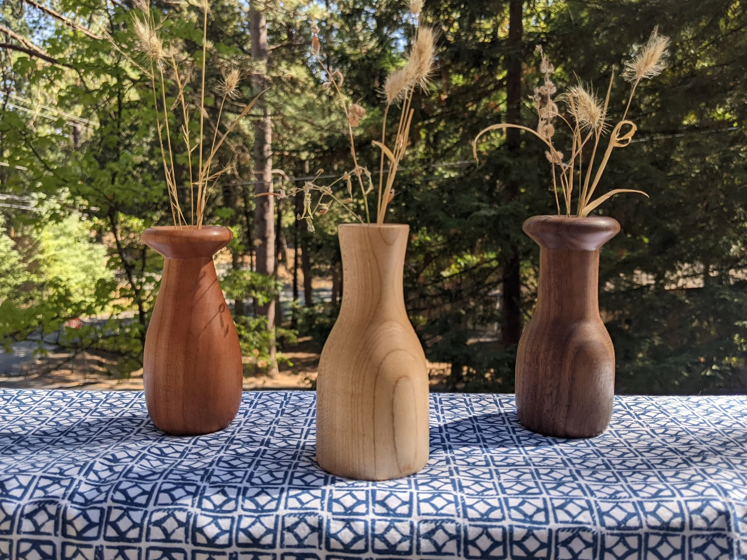 Three hand turned twig pots.
