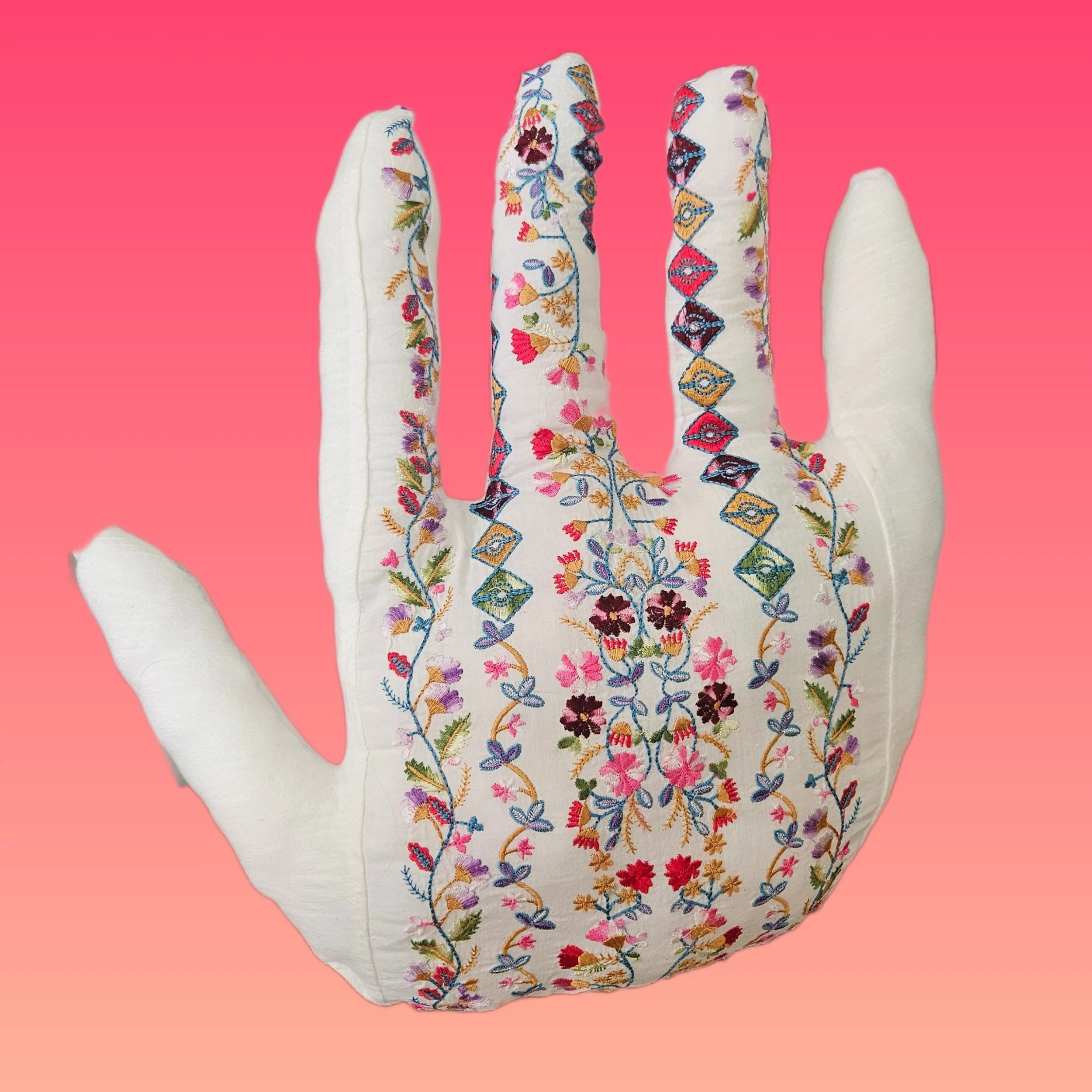 holding flowers hand pillow