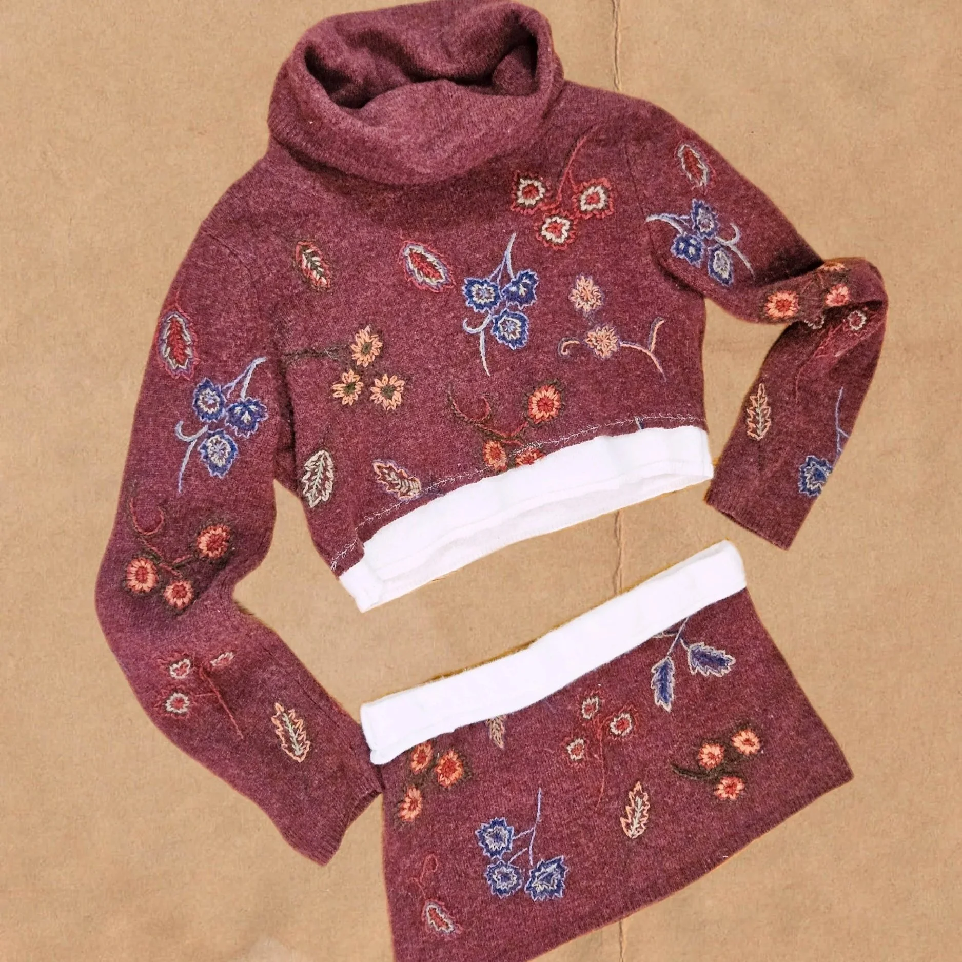 flower mini skirt sweater set