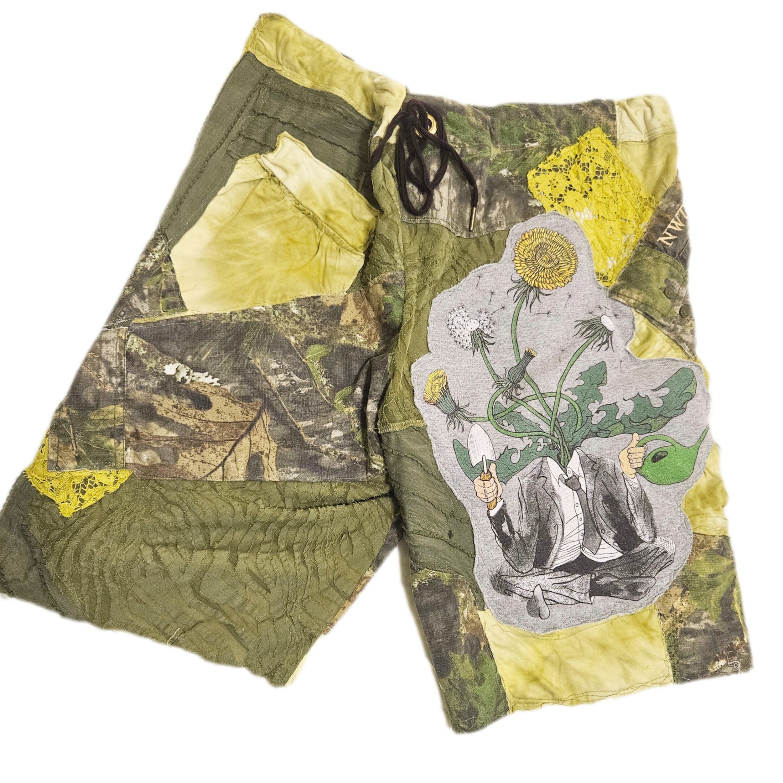 dandelion tea, camo shorts
