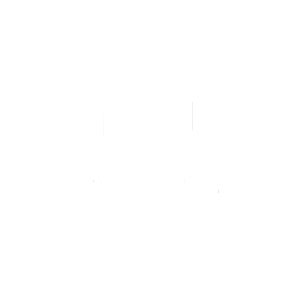 Black background with a white zigzag line and the word 'FACTOIRE' in white uppercase letters below.