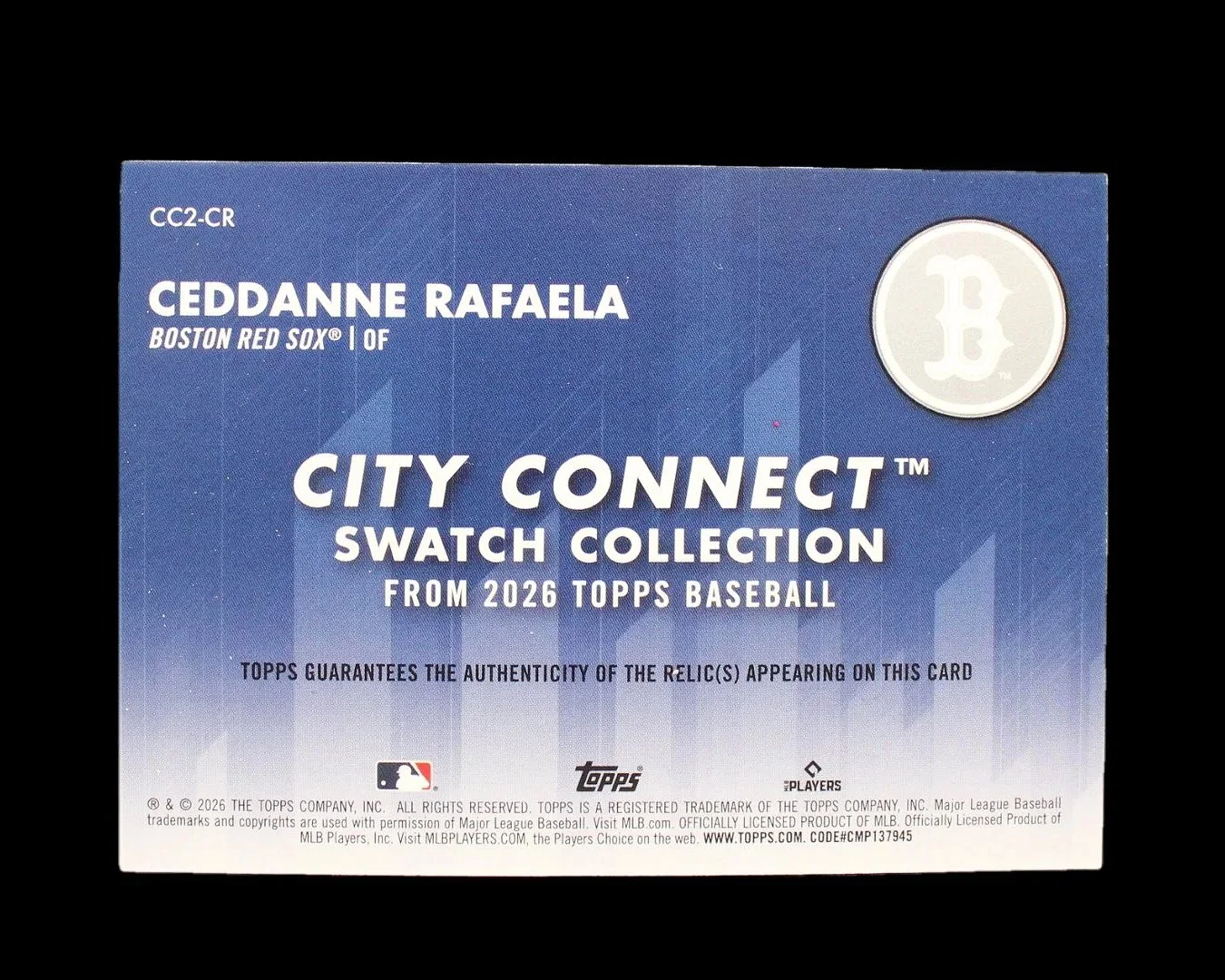 2026 Topps Baseball Ceddanne Rafaela City Connect Memorabilia Card#CC2-CR