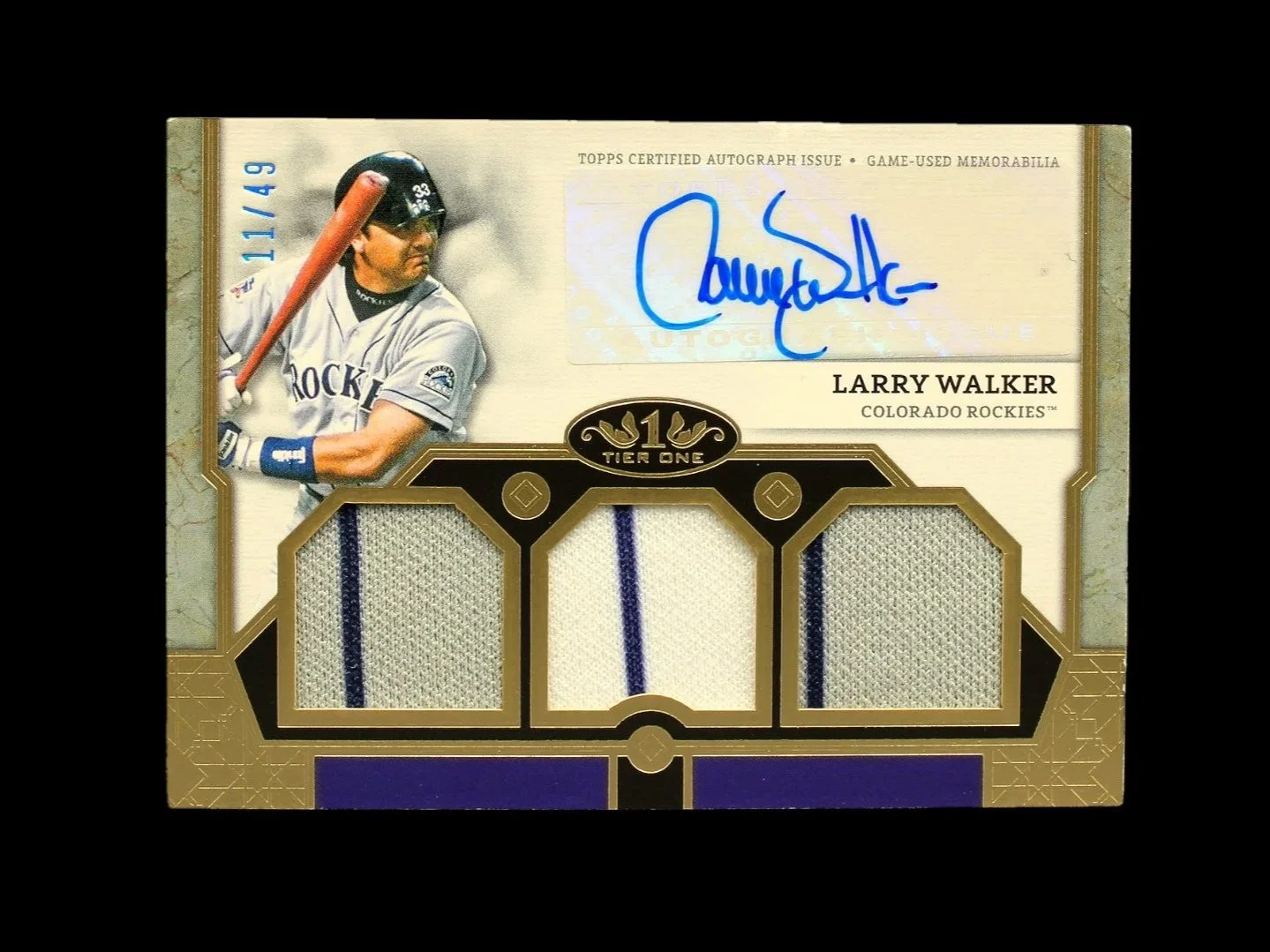 Larry Walker Autographed Triple Relic#T1AR-LW