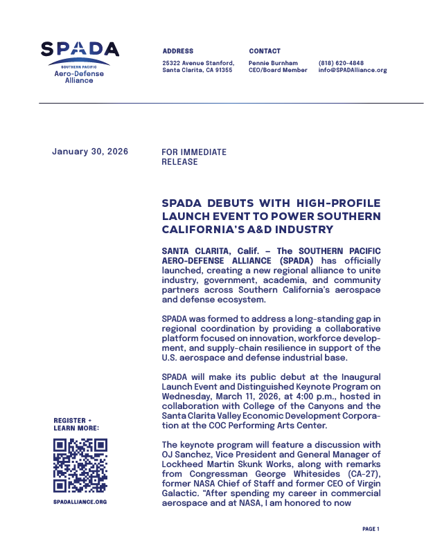 SPADA Debuts with High-Profile Launch Event to Power Southern California’s A&amp;D Industry