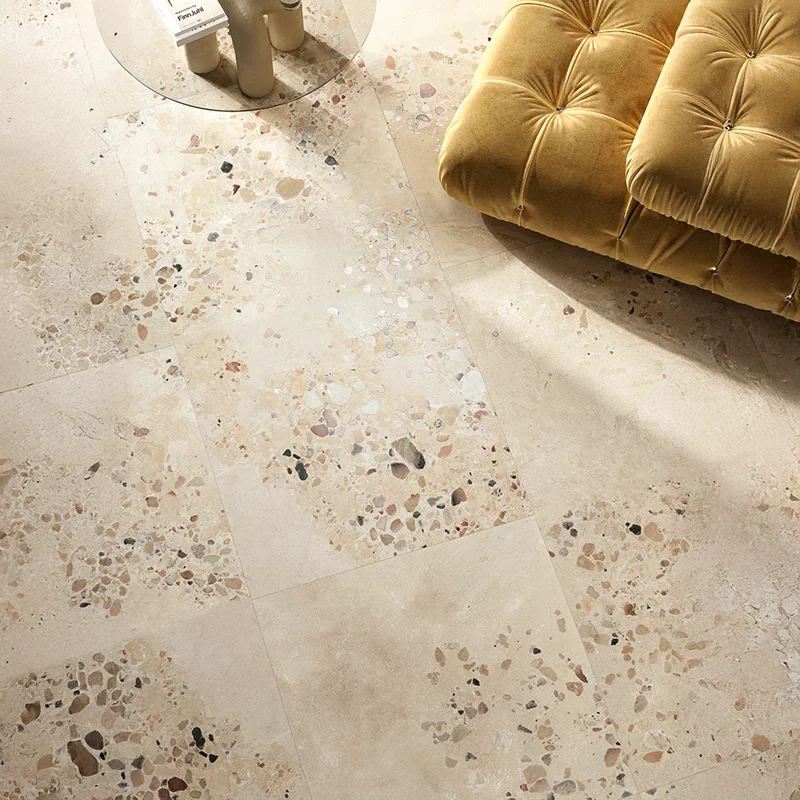 terrazzo floor with best bedroom paint colors 2026, natural materials interior design (wood, stone, linen), Highland Park, Texas. limewash wall finish/plaster walls / microcement walls, wellness design / spa-inspired bathroom design. North Dallas.