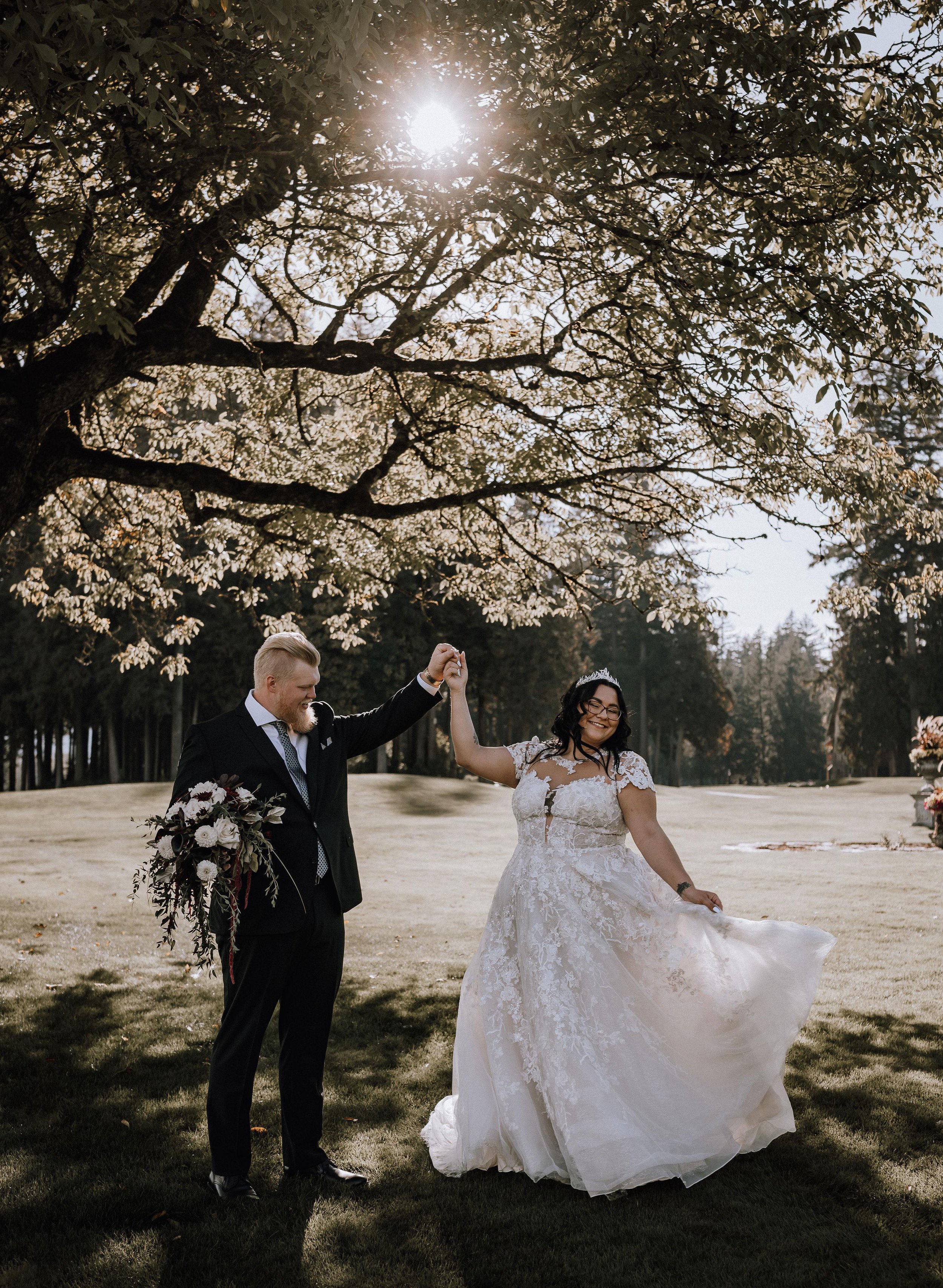 Bride wearing soft glam bridal makeup by Gloss & Glow Beauty Co. during an outdoor wedding at Rowena's Inn on the River in Harrison Mills, BC.