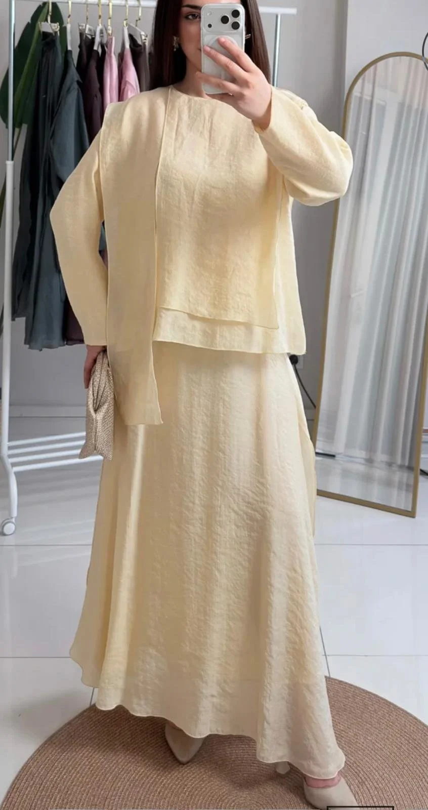 Paneled Blouse And Skirt Set