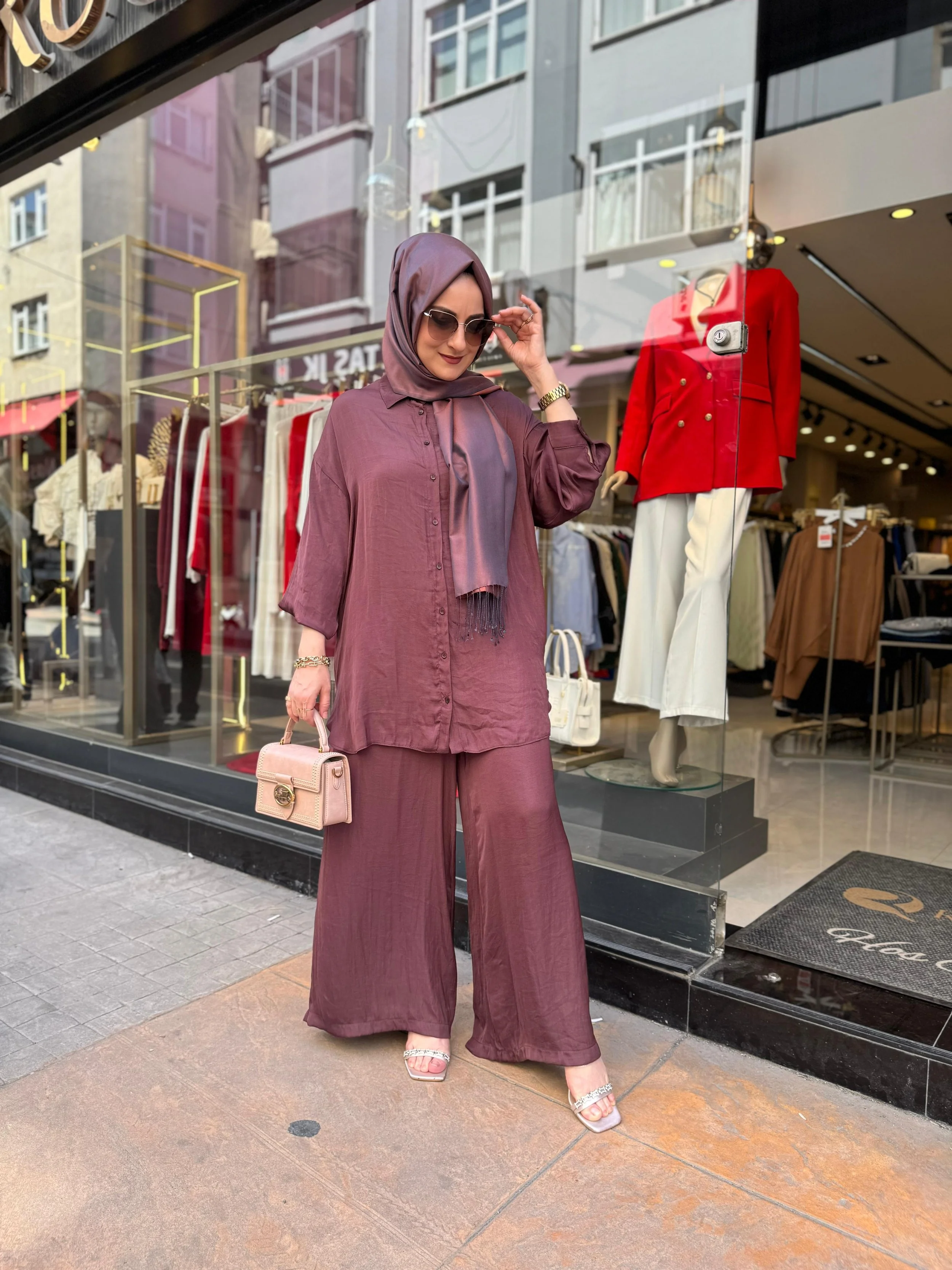 Button-down Crinkled Silk Set