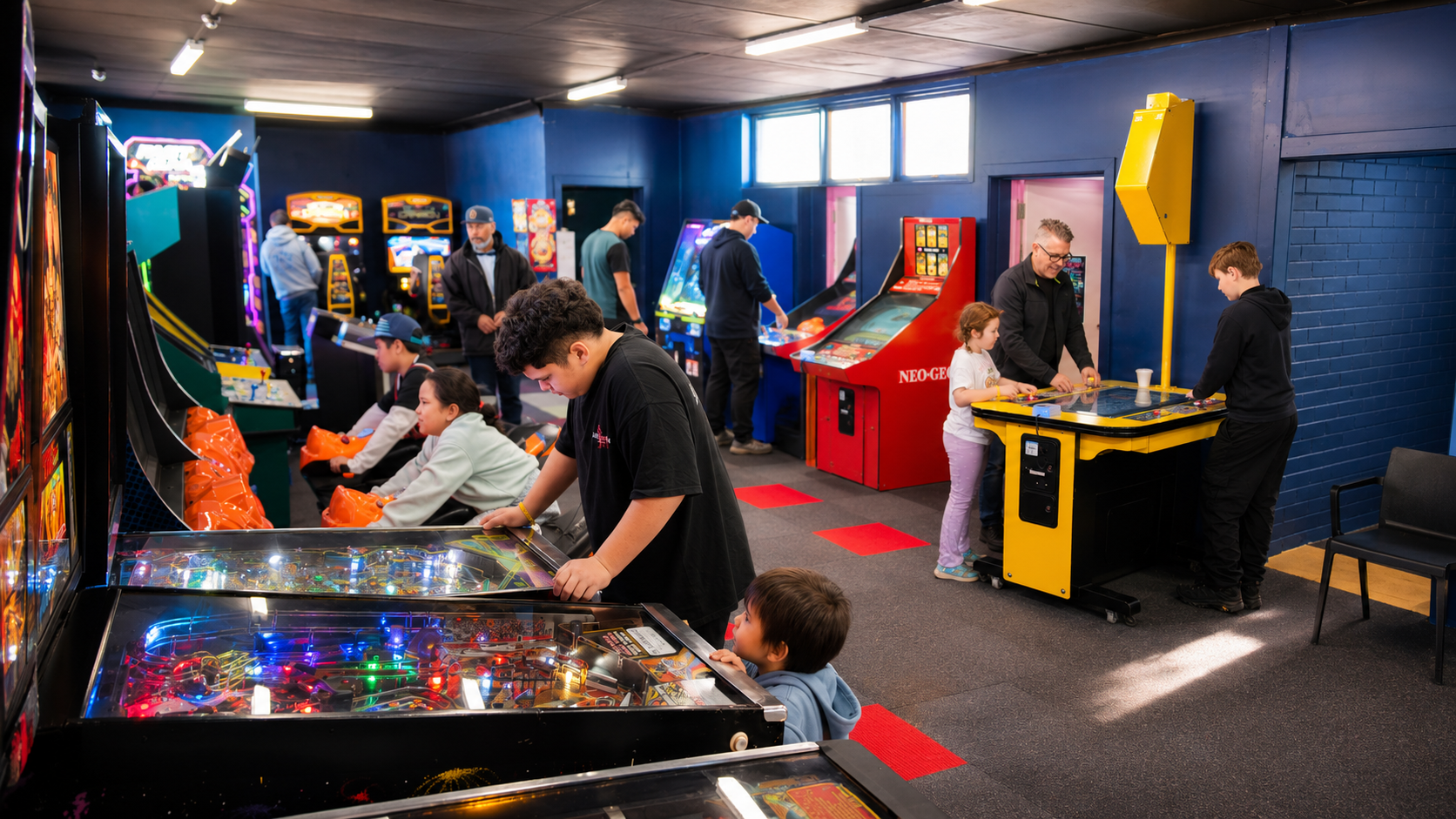 people playing at the DropBear HQ Arcade