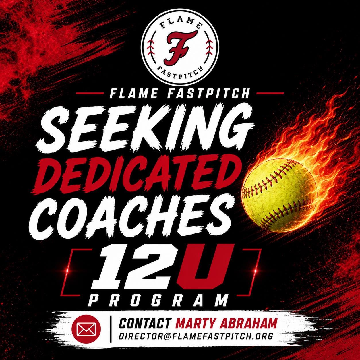 🥎 Flame Fastpitch is seeking dedicated coaches to help lead and develop the next generation of athletes.

Join a coaching staff that includes former Division I athletes, high school coaches, longtime youth sports volunteers, and travel ball veterans