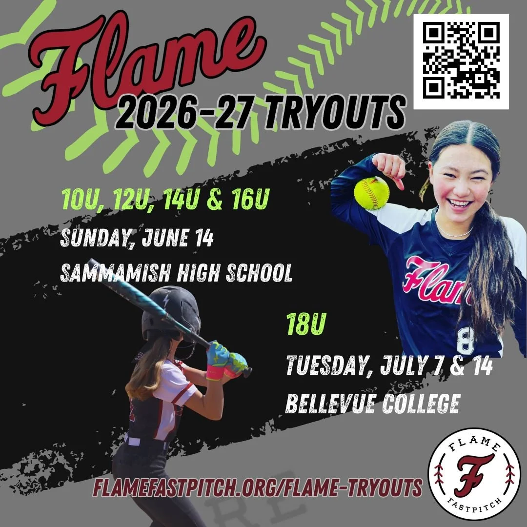 Flame Fastpitch tryouts are coming up! 
Registration link in bio.
Flame is excited to welcome hardworking, high‑level athletes who are passionate about playing softball. 
Can't make these? Reach out about additional opportunities and private tryouts.