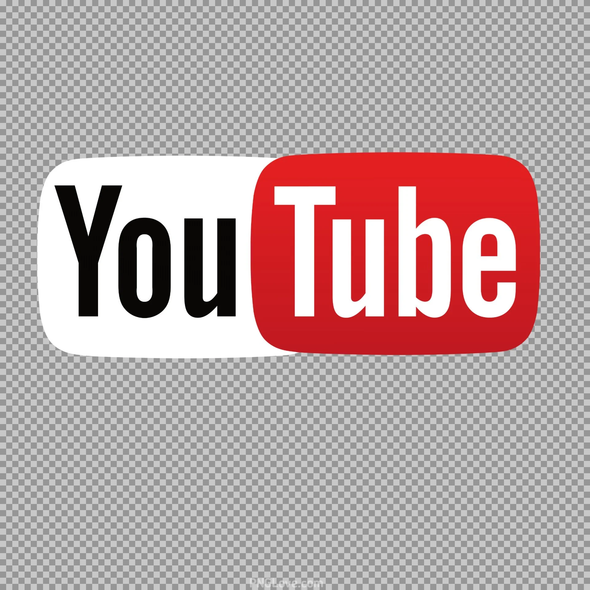 YouTube logo with a black and white 'You' and a red 'Tube' on a transparent background