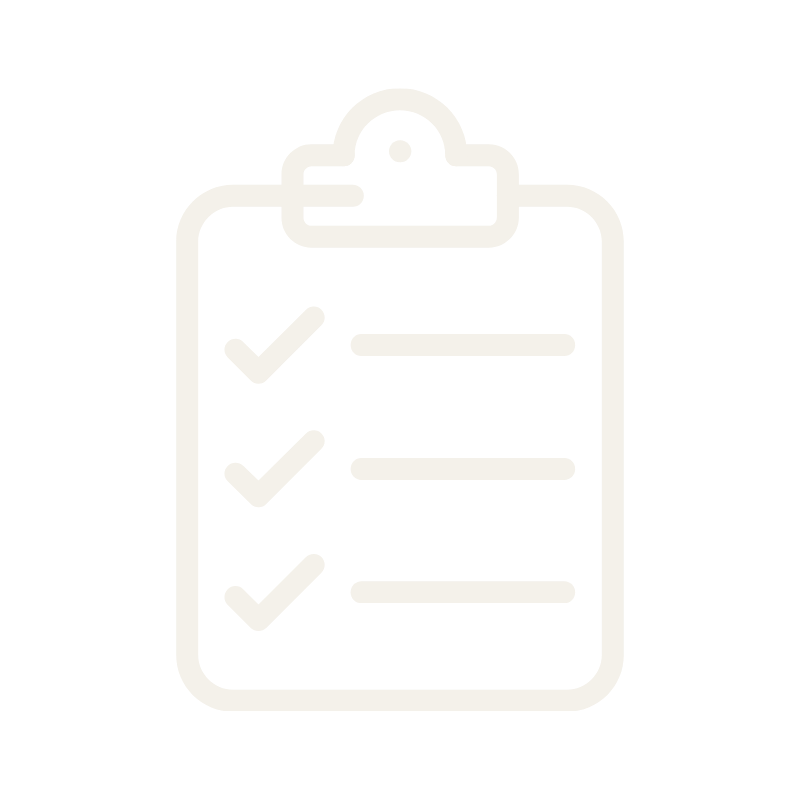 Icon of a clipboard with a checklist and checkmarks.