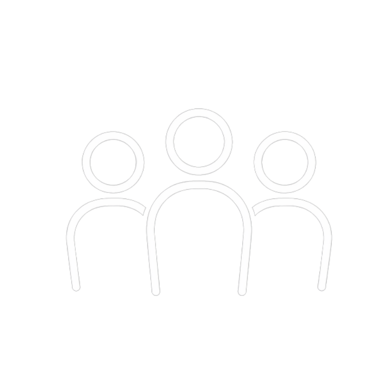Icon of three people shown as a white line drawing.